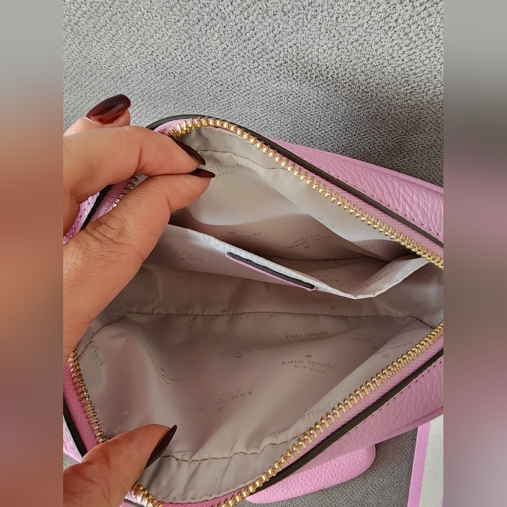 Kate Spade Emma Pebbled Leather Crossbody Bag Mandavilla Pink - Picture 5 of 9
